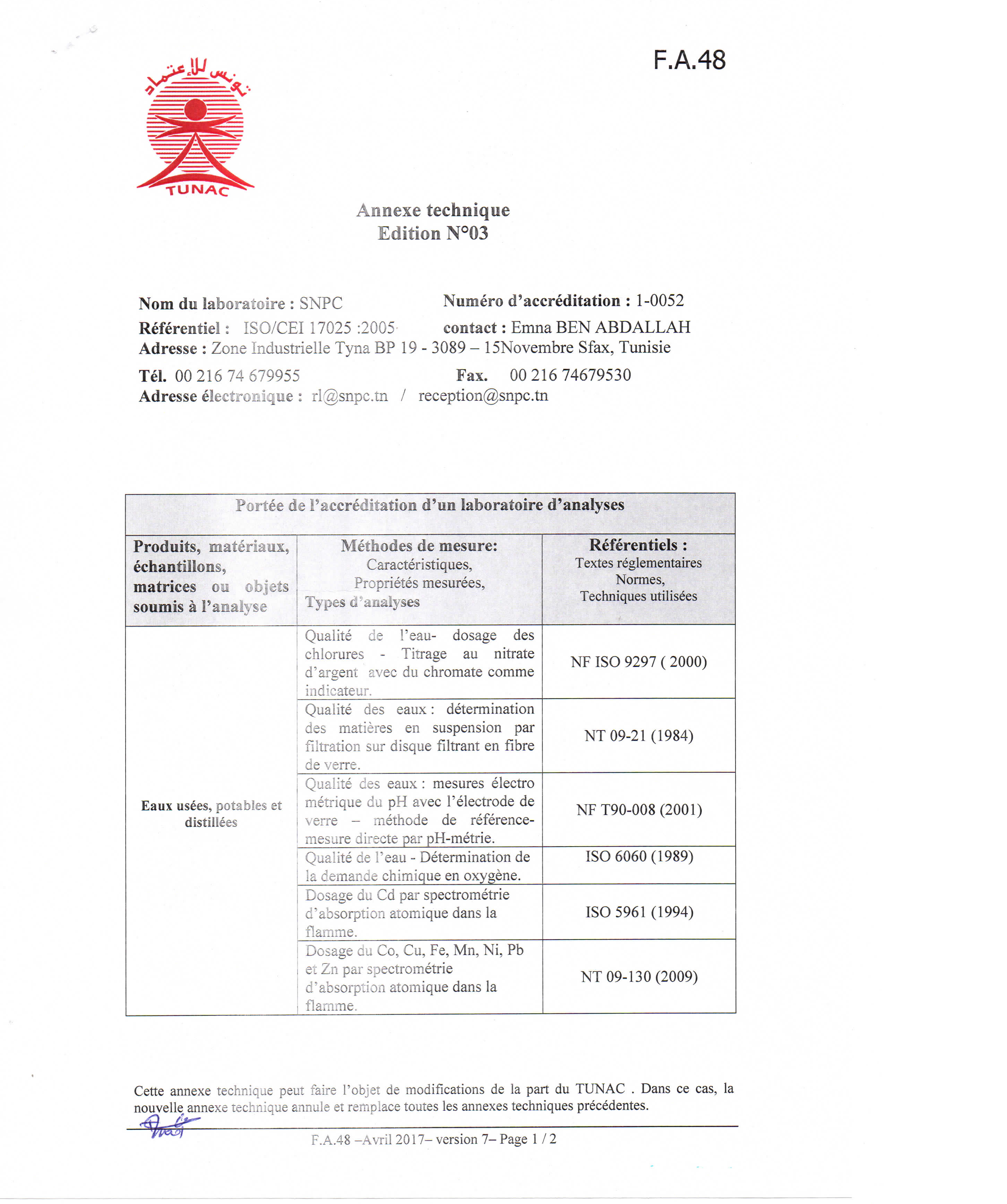 Extension de la portée d'accréditation du laboratoire LAE